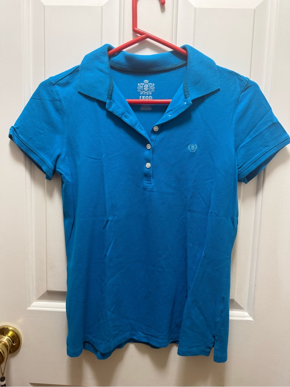 Izod Women's Teal Blue Short Sleeve Polo Preppy Tennis Golf